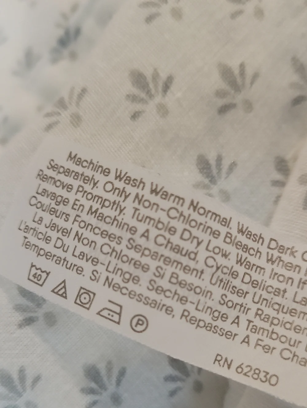 Lands' End white gray linen flat Queen bed sheet